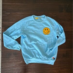 Aviator Nation Light Blue Smiley Sweatshirt